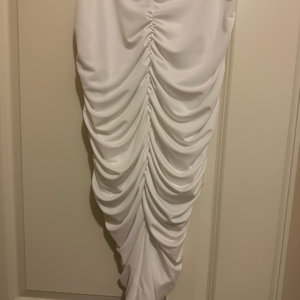 INC International Concepts White Ruched Pencil Skirt